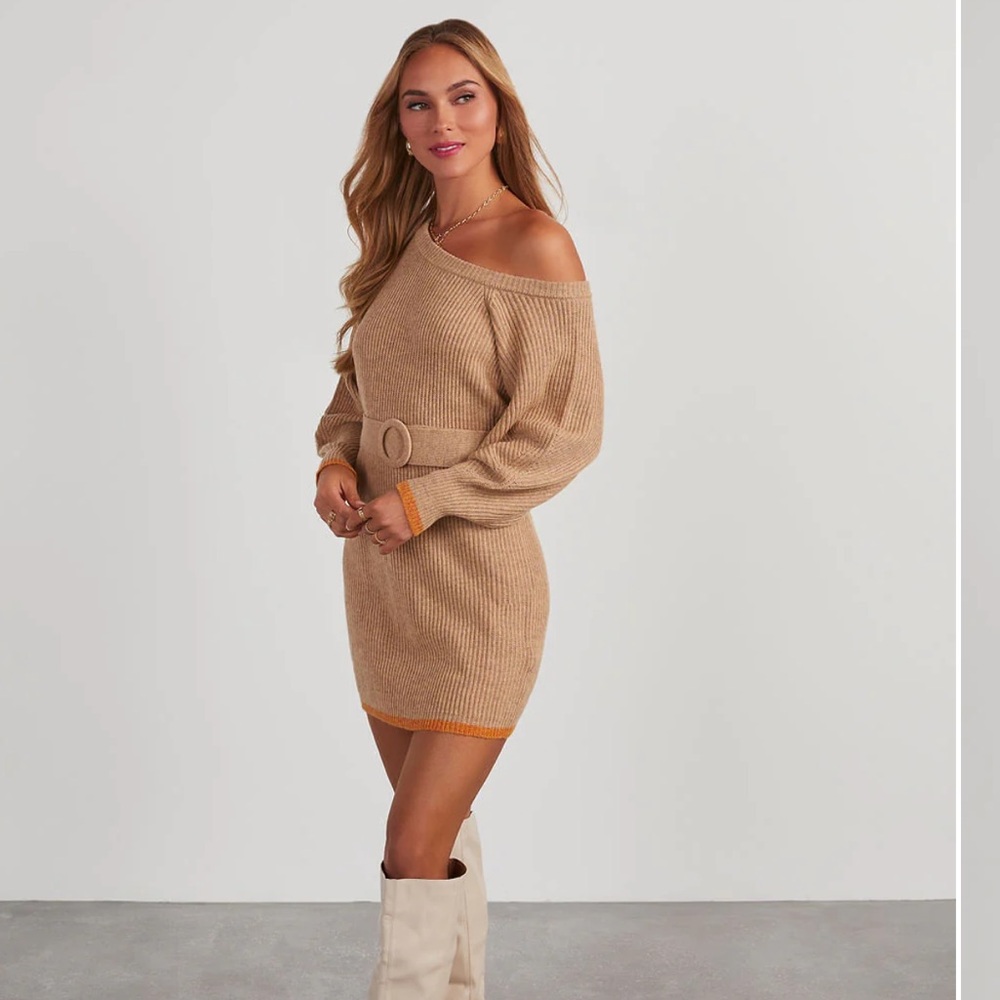 VICI - Dennis Off The Shoulder Mini Sweater Dress